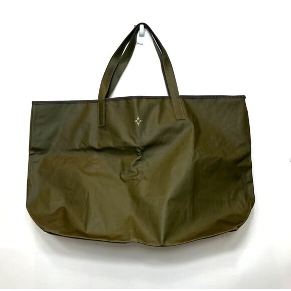 India Hicks Army Olive Green Large Canvas Tote Bag Double Strap Handles NWOT - Picture 3 of 10